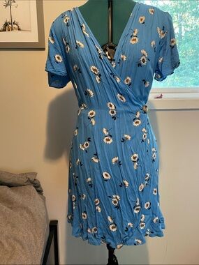 dirty blue dress Sexy Dusty Long Off-the-shoulder High Split Prom Dresses point Bustle Dramatic sleeve MANHATTAN PANT Color:Plus Size - Blue floral shot-20230424